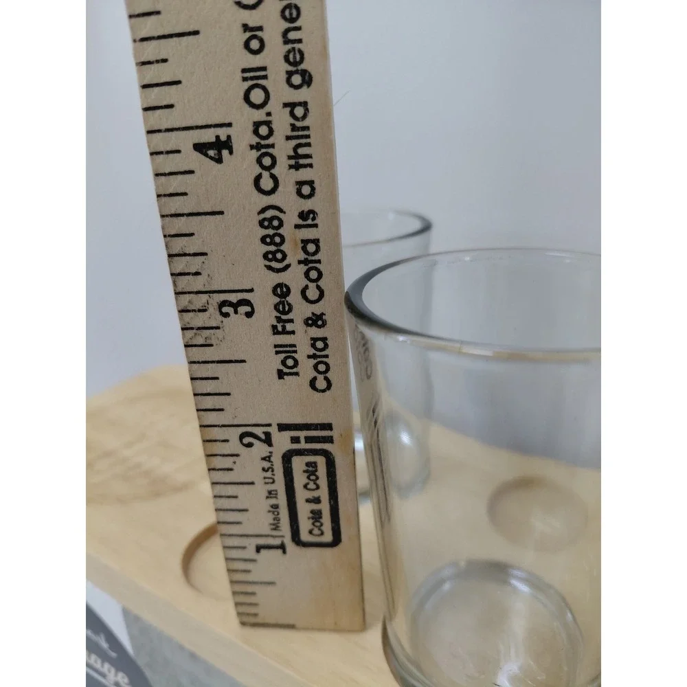 Hallmark Garage Beer Flight Set Wood Tasting Paddle 4 Glasses Fill 'er Up Gift